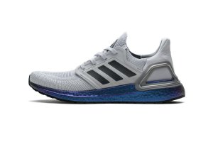 Tênis Adidas UltraBoost 20 - Cinza Claro e Azul Violeta - Feminino 