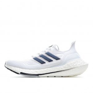 Tênis Adidas UltraBoost 21 - Branco e Azul Escuro - Masculino 