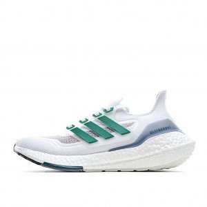 Tênis Adidas UltraBoost 21 - Branco Verde e Azul Claro - Masculino 