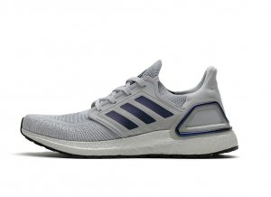 Tênis Adidas UltraBoost 20 - Cinza e Azul Metálico - Feminino 